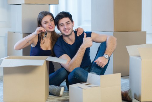 Office relocation planning in St Johns Wood with packed boxes and office furniture