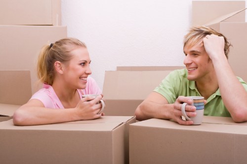 Assorted packing boxes and protective materials for home or office moves