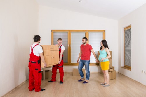 Boxes and household items prepared for local storage in St Johns Wood