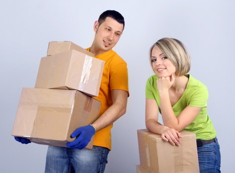 Packed boxes and furniture ready for removals in St Johns Wood
