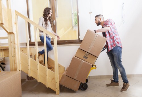 Moving van positioned for a residential flat removal near St Johns Wood