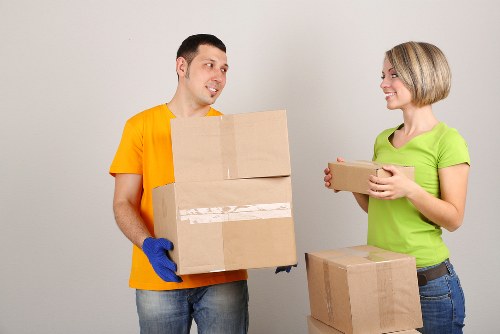 Office furniture and equipment prepared for a local commercial move